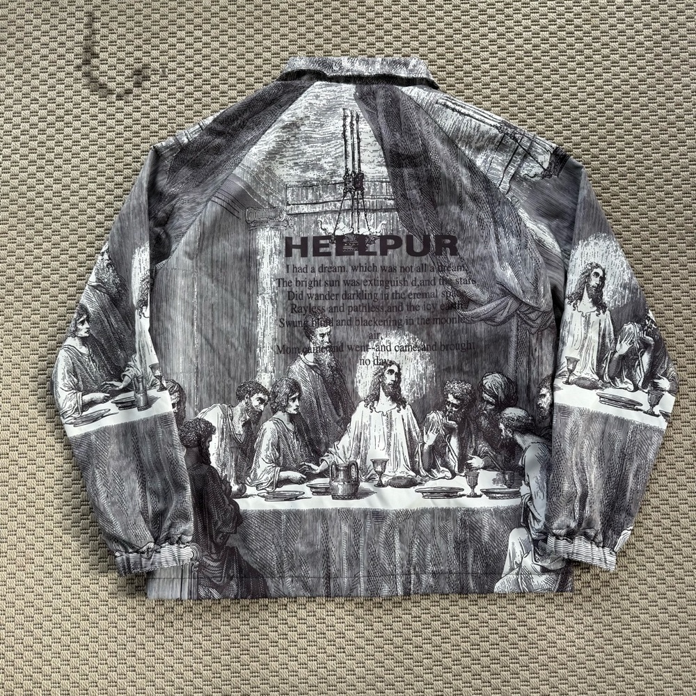 hellpur windbreaker the last supper graphic y2k streetwear waterproof jacket - Picture 5 of 5